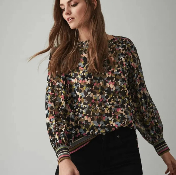REISS, New, Ally Ditsy Floral Printed Chiffon Blouson Blouse Top, US Size 4 - Picture 1 of 13